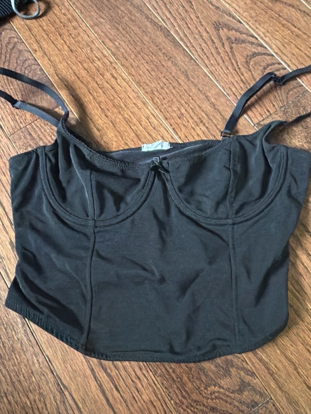 Garage Black Cropped Bustier Tank - Women